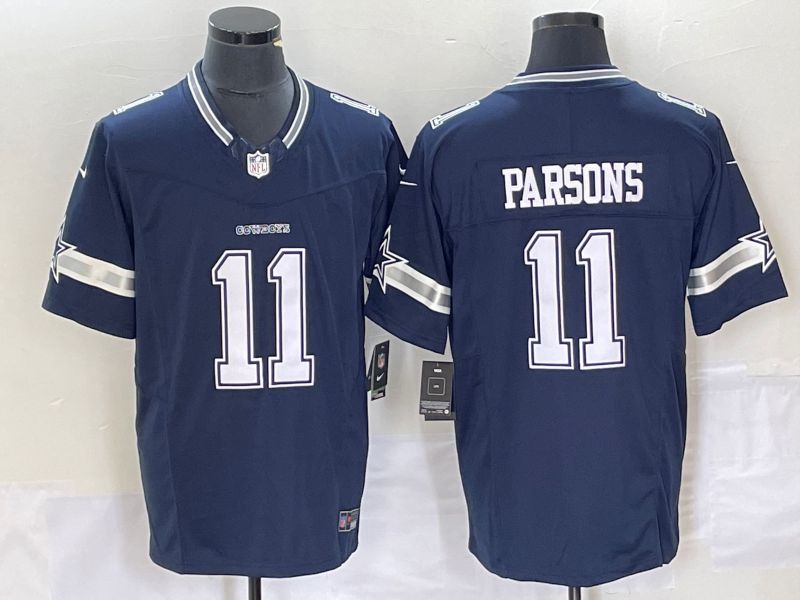 Men Dallas Cowboys 11 Parsons Blue Nike Throwback Vapor Limited NFL Jersey
